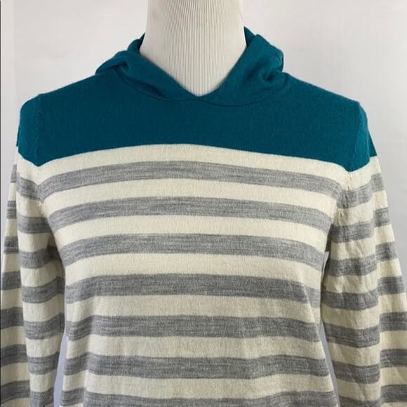 Calvin Klein Women's Merino Wool Blend Hooded Striped Sweater Size Large - Picture 2 of 10
